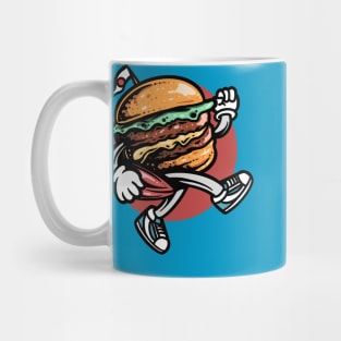 surfing burger cartoon Mug